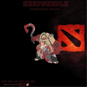 Pudge Dota 2 Embroidery Design | Butcher Hero Machine File (DST, PES, JEF) (Digital Download)