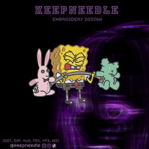 Borduurontwerp Angry SpongeBob – digitale download – DST PES JEF