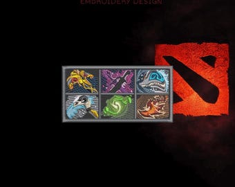 Projekt haftu w stylu Dota Item Build – układ ekwipunku z 6 miejscami, plik cyfrowy (DST, PES, JEF)