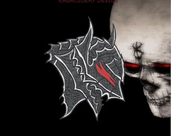 Desenho para Bordado do Capacete do Cavaleiro das Trevas – Arquivo Digital 15 x 12 cm (DST, PES, HUS)