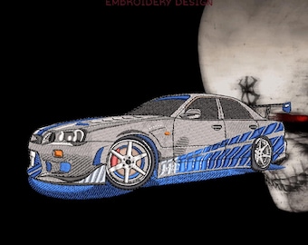 Desenho de bordado de carro de corrida 18 x 8 cm Arquivo digital DST PES JEF