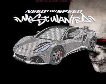 Desenho de bordado de supercarro, arquivo digital 18 x 12 cm, formatos DST, PES e JEF.