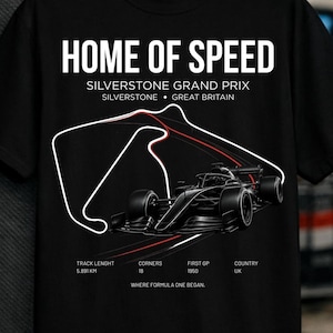 Silverstone Shirt, British Grand Prix Circuit Tee, Home of Speed Motorsport Graphic
