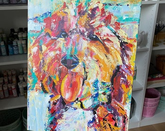 Hand Painted and Original Custom Pet Portrait /Abstract/ Canvas /Painted from your Photograph