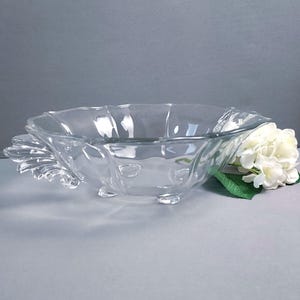 Fostoria Baroque Crystal Bowl with Winged Handles - Vintage Art Deco Console Centerpiece Dish