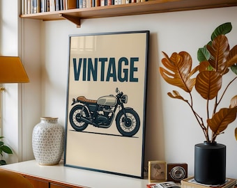 Affiche moto vintage, illustration vélo rétro, décoration murale Café Racer, décoration mécanique, cadeau pour les fans de moto, décoration murale imprimée voiture vintage
