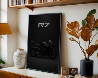Yamaha R7 motorcycle poster, motorcycle print, motorcycle lover, gift for him, modern wall art for him, Yamaha r7 print, Yamaha poster