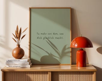 Motivational quote poster “Do more of what makes you happy” – Minimalist wall art in green, Positive Affirmation Print