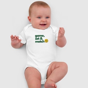 Tennis Baby Bodysuit: &quot;Game Set Match&quot; Newborn Outfit