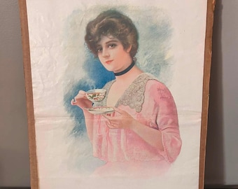 Antique 1917 Double-Sided Advertising Sheet – Postum, Chandler Six & Quaker Oats