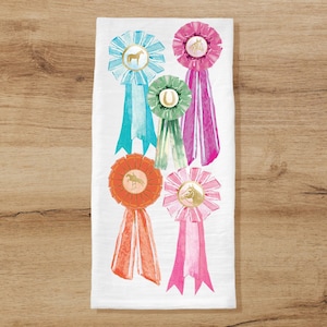 Equestrian Ribbons Tea Towel with optional Personalization