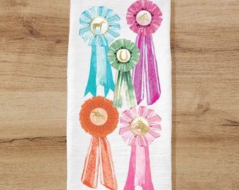 Equestrian Ribbons Tea Towel with optional Personalization