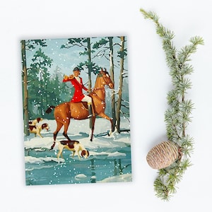 Fox Hunting Horse Holiday Cards Jeździecka kartka świąteczna