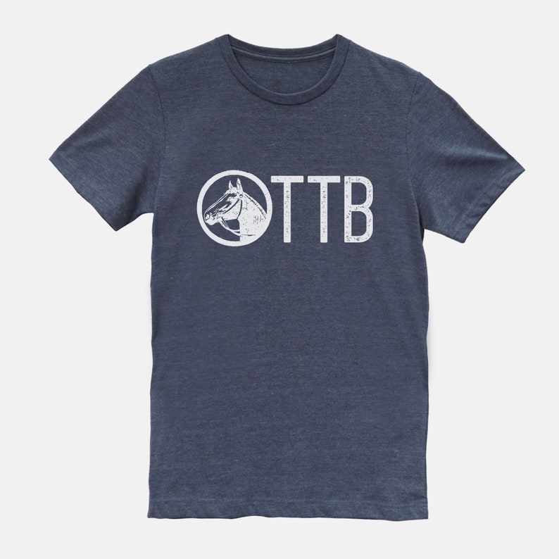 OTTB Off Track Thoroughbred Horse T-shirt Tee Navy Heather