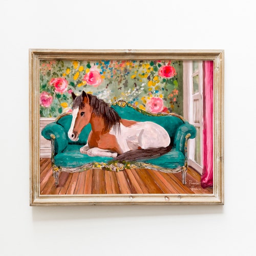 Cheval sur un canapé équestre Impression artistique