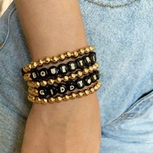 Equestrian Bracelet Horse Word Gold Bead Stretch Bracelet