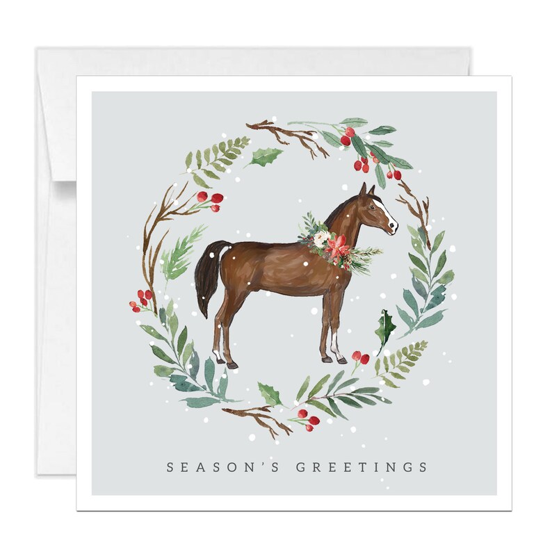 Square Horse Holiday Cards Equestrian Christmas Card Etsy