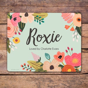 Custom Mint Floral Garden Horse Stall Name Plate