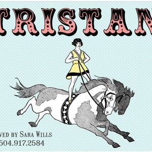 Horse Stall Name Plate with vintage circus design