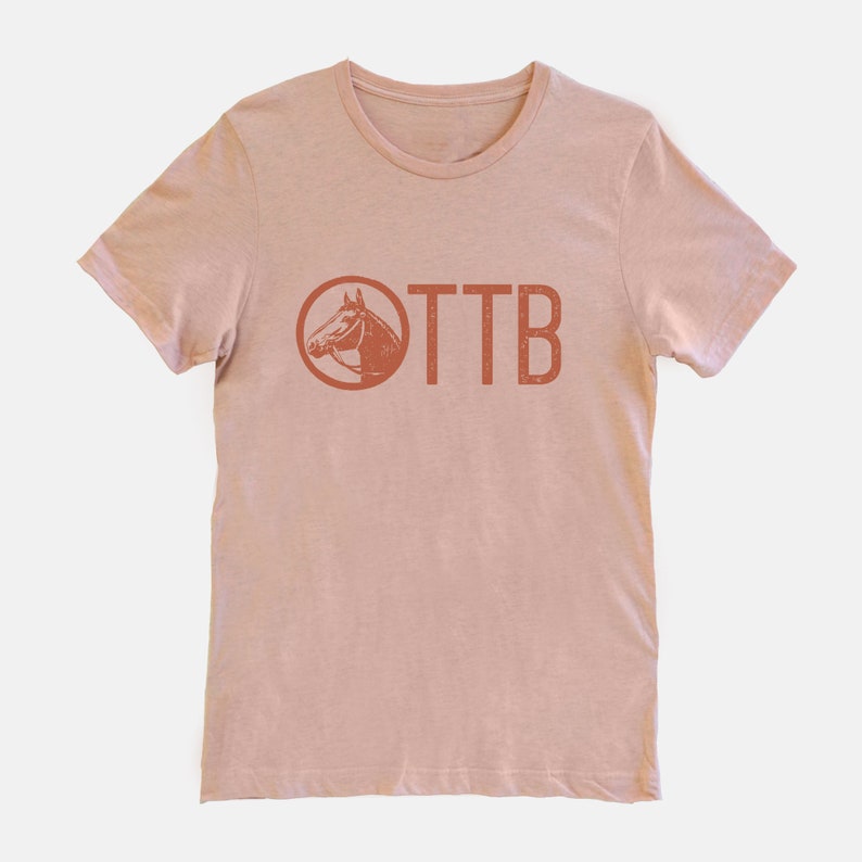 OTTB Off Track Thoroughbred Horse T-shirt Tee Peach Heather