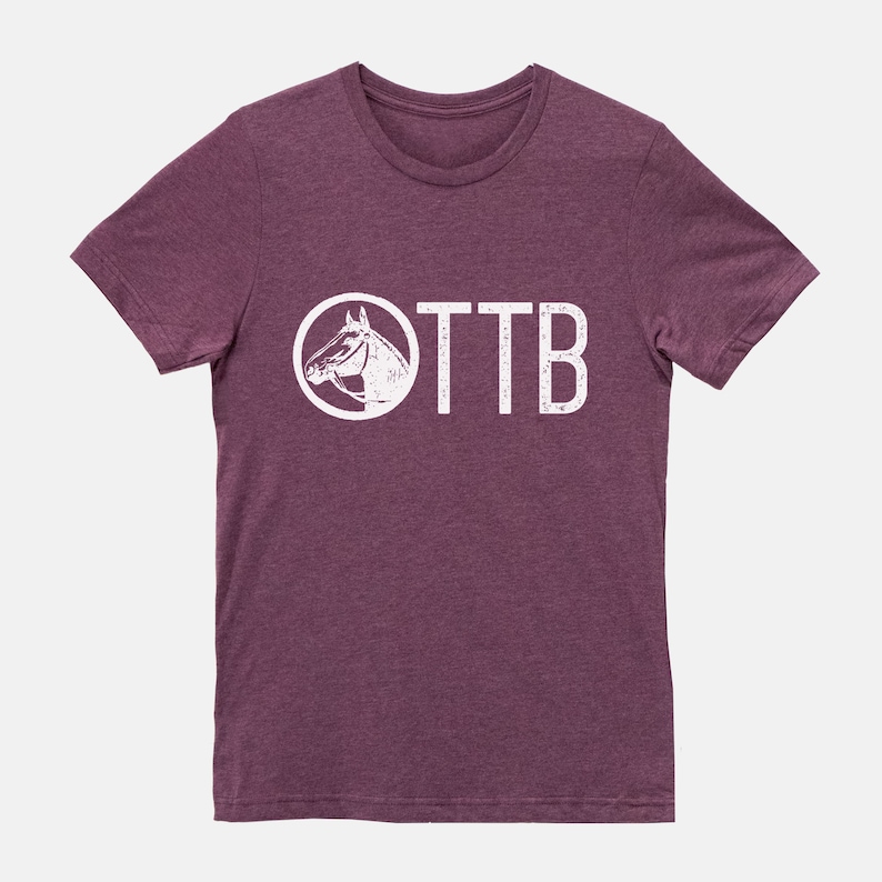 OTTB Off Track Thoroughbred Horse T-shirt Tee Maroon Heather