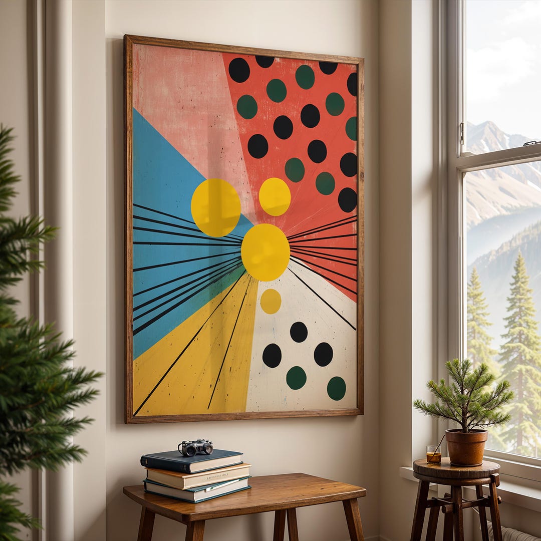 Photo inspiration: Bold Geometric Art Print Colorful Abstract Design Yellow And Red Photo Inspiration