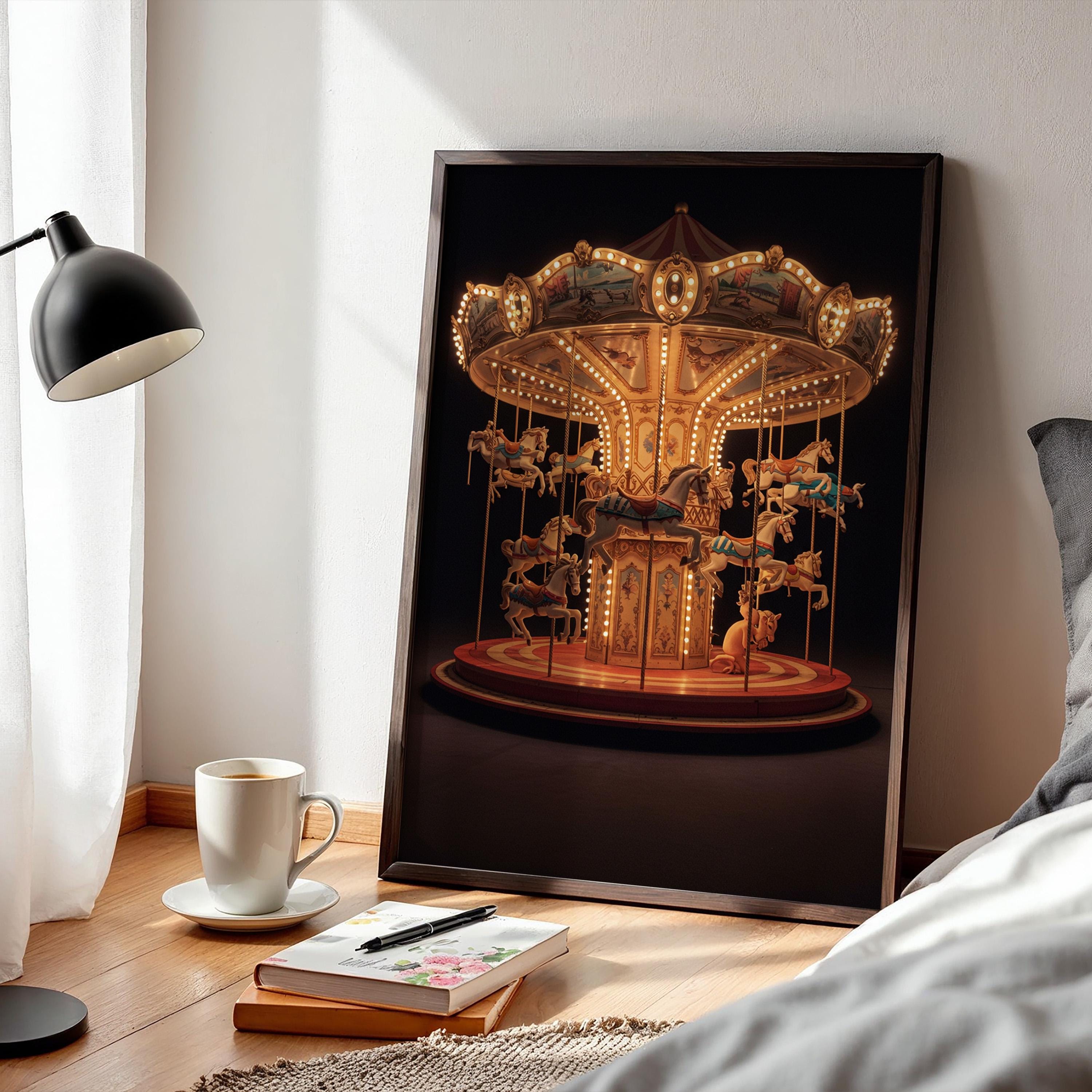 Vintage Carousel Horse Art Print, Glowing Fairground, Framed - Etsy