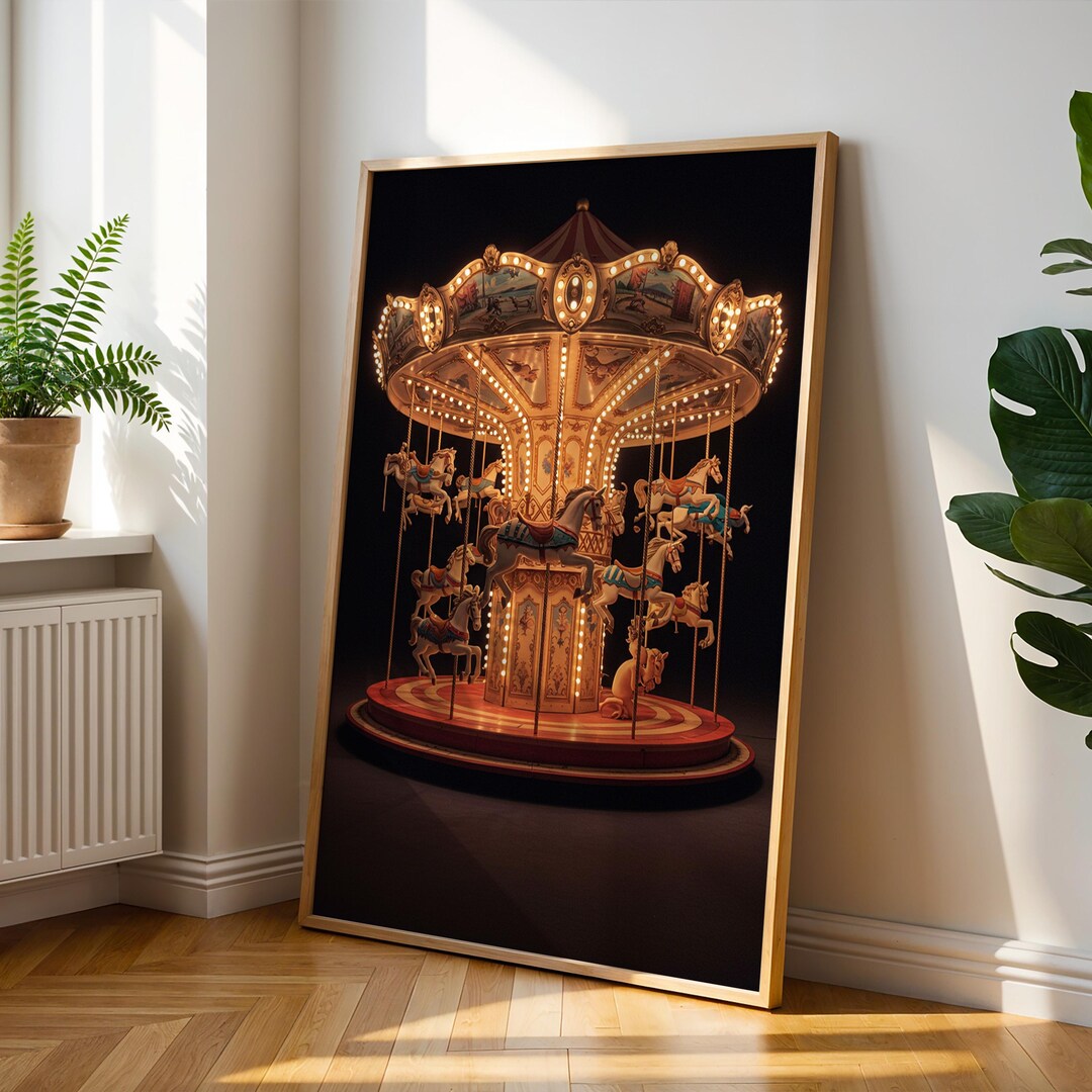Vintage Carousel Horse Art Print, Glowing Fairground, Framed - Etsy