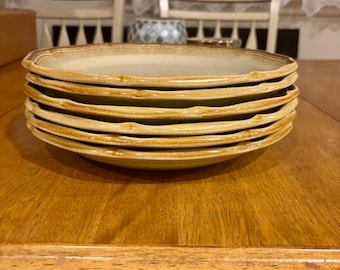 Vintage Mikasa Whole Wheat E8000 Dinner Plates, 10.75" Stoneware Set (6)