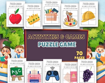 Puzzelspel voor kleuters: 70 activiteitenbladen (digitale download)