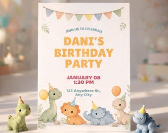 Make a Cute Dino Invite in Just Minutes | Birthday Invitation Template Canva Editable