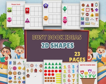 Libro de actividades con formas 2D imprimibles para niños pequeños y preescolares (descarga digital)