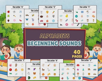 Alphabet Beginning Sounds Phonics Printable Workbook (Digital Download)