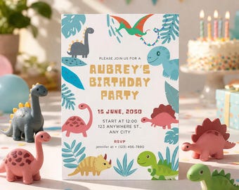 Get Your Party Invite Done Today | Editable Dinosaur Birthday Invitation | Instant Download