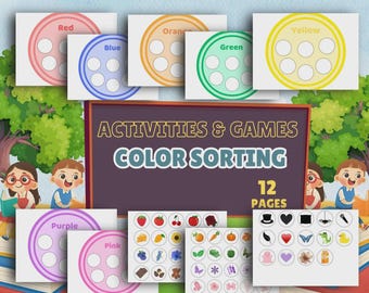 Kleursorteeractiviteiten voorschoolse: 12 afdrukbare leerwerkbladen voor peuters (pdf)