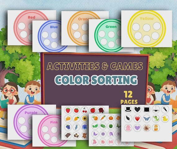 Preschool Color Sorting Activities 12 Printable Toddler Learning Worksheets Color Recognition Homeschool Educational PDF Pack