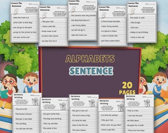 Alphabet Sentence Writing Practice Worksheet (Digital Download)