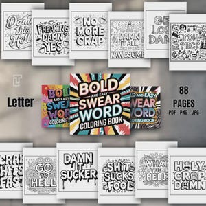 Bold and Easy Swear Word Coloring Book: Funny Adult Printable Coloring Bundle