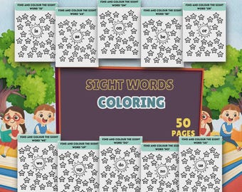 Kleurwerkbladen gezichtswoorden: 50 pagina's met zoek- en kleurleeractiviteit (digitale download)