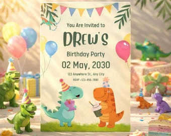 Turn Your Dino Theme into a Stunning Invite | Canva Editable Birthday Invitation Template