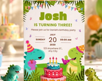 Diseña tu invitación de dinosaurio en 5 minutos / Invitación de cumpleaños de dinosaurio editable / Descarga instantánea en Canva