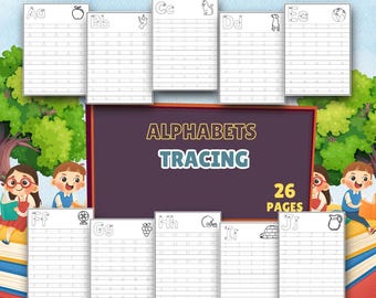 Alphabet Tracing Practice Sheets for Preschoolers (Digital Download)