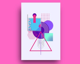 Lámina de arte abstracto geométrico: Decoración de pared moderna y colorida (descarga digital)