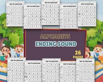 Alphabet Ending Sounds Worksheets: Phonics Activities (Digital Download)
