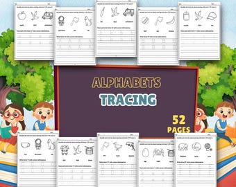 Alphabet Handwriting Tracing Sheets for Kids (Digital Download)
