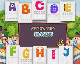 Alphabet Tracing Worksheets: Preschool Letter Writing Practice (Digital Download)