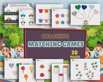 Color Matching Games Printable PDF: Toddler Preschool Learning Activity (Digital Download)