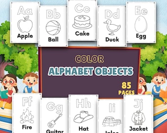 Alphabet Objects Coloring Pages for Kids (Digital Download)