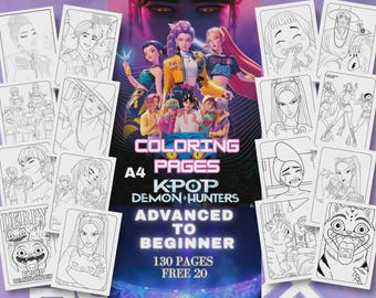 Kpop Coloring Book Anime Style Kids Activity Pages Printable Coloring Sheets Korean Pop Art Digital Download PDF