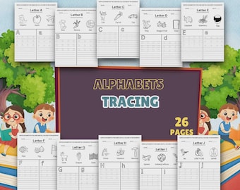 Alphabet Tracing Worksheets for Preschoolers (26 Pages)